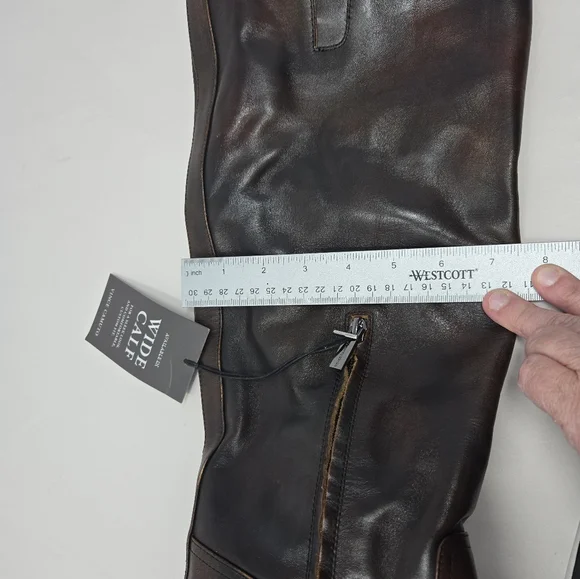 Vince Camuto Cristin Knee High Boots Sz 11M Wide Calf Washed Brown Leather - Picture 6 of 11